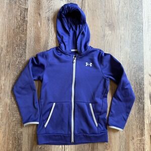 Youth UNDER ARMOUR SIZE YM COLDGEAR FULL ZIP HOODIE LOOSE FIT JACKET Blue